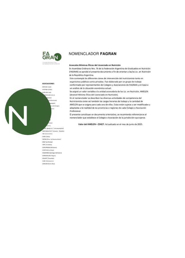 HONORARIOS MÍNIMOS ÉTICOS DEL LIC. EN NUTRICIÓN
