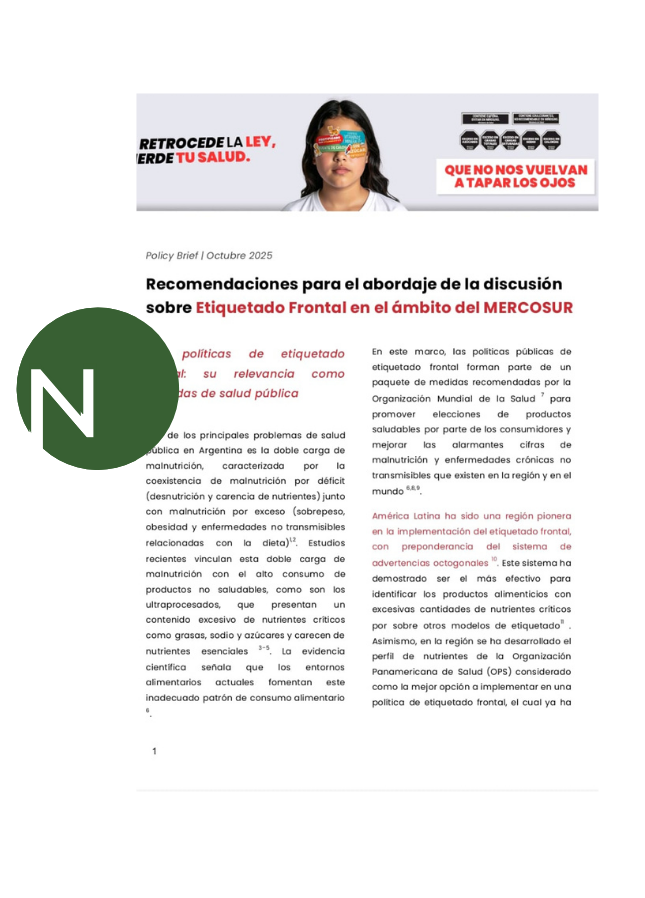 Recomendaciones para el abordaje de la discusión sobre Etiquetado Frontal en el ámbito del MERCOSUR